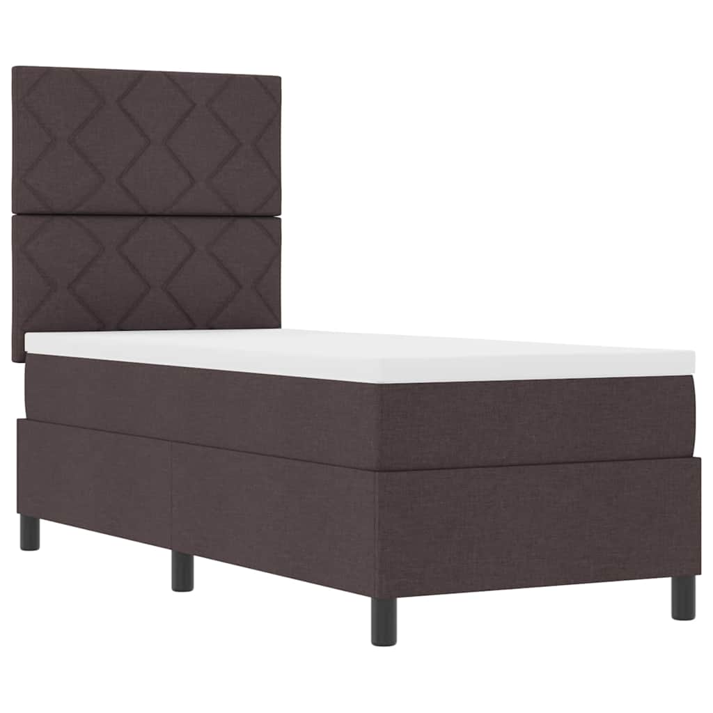 Box Spring Bed with Headboard Dark Brown 80 x 200 cm Fabric
