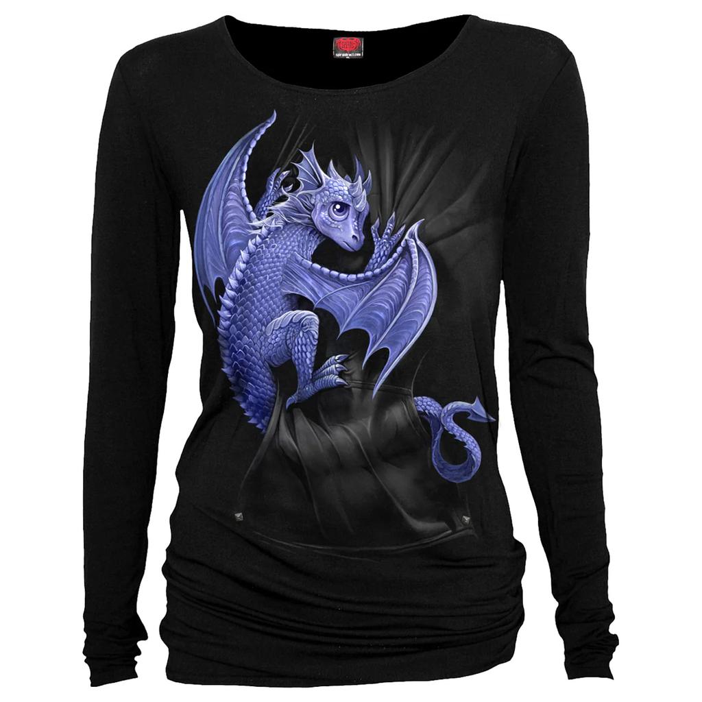 Spiral Direct Womens/Ladies Pocket Dragon Baggy Long-Sleeved Top
