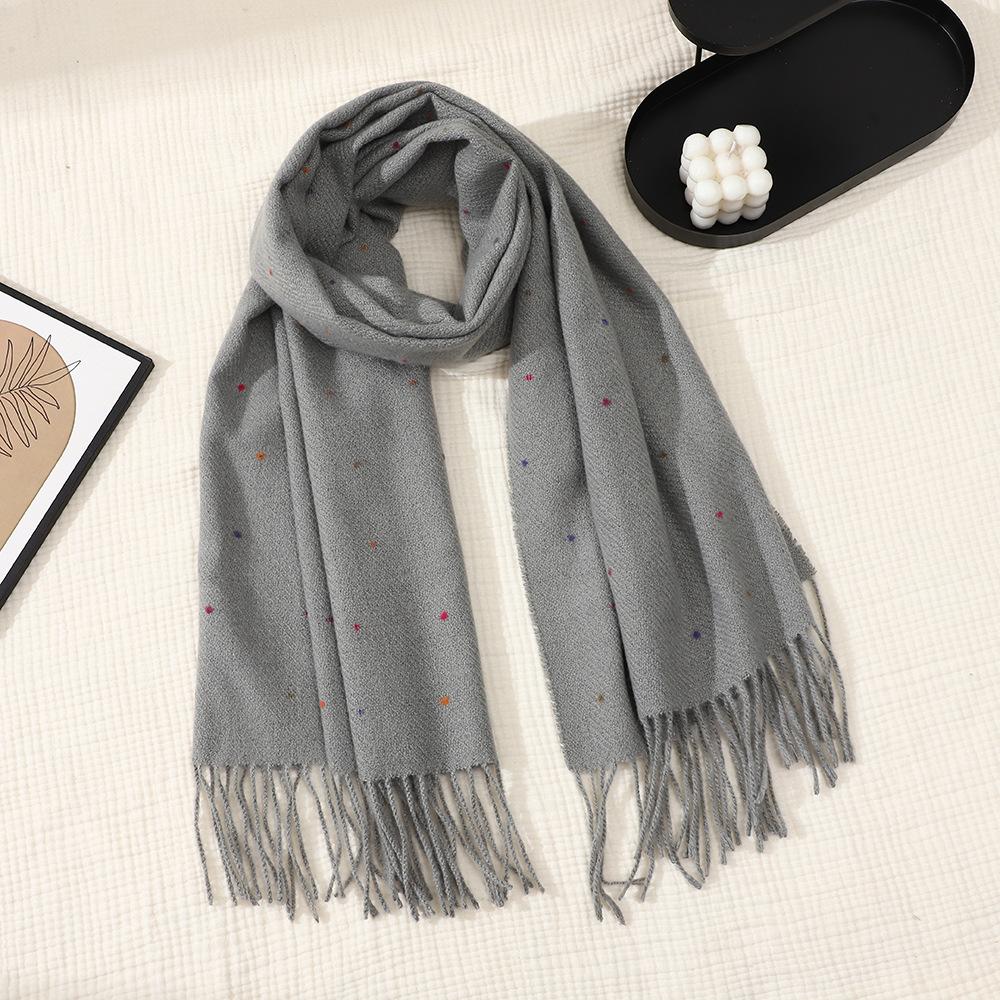 New Gypsy Scarf Student Versatile Warm Shawl Scarf Sweet Sister Color Point Fringed Scarf