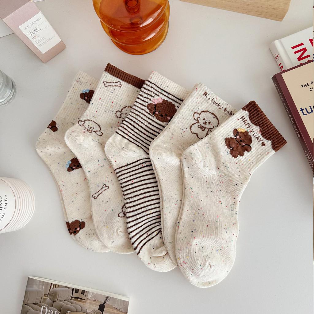 Идеи Носки из пряжи Детские носки средней длины Модные носки в мультяшном стиле в стиле колледжа Японские милые спортивные носки