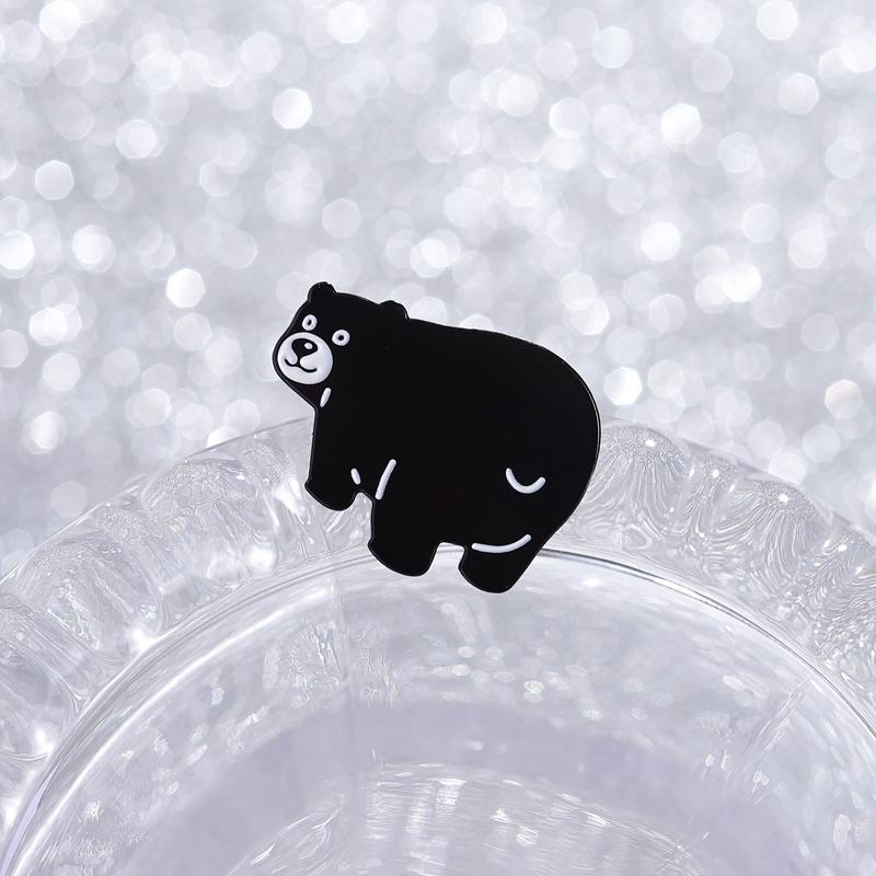 Fun Black Bear Enamel Pins Polar Bear Brooches Lapel Badges Cute Cartoon Animal Jewelry Gift for Kids Friends