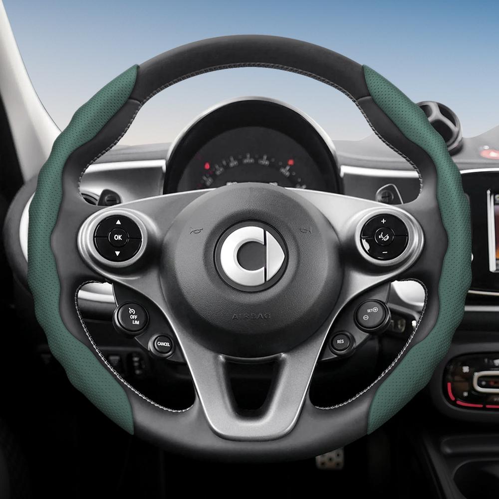 vcxja9 Suitable for Smart Steering Wheel Cover with Wavy Sports Design, Breathable Leather, Segmented Non-Slip Sweat-Absorbing Steering Wheel