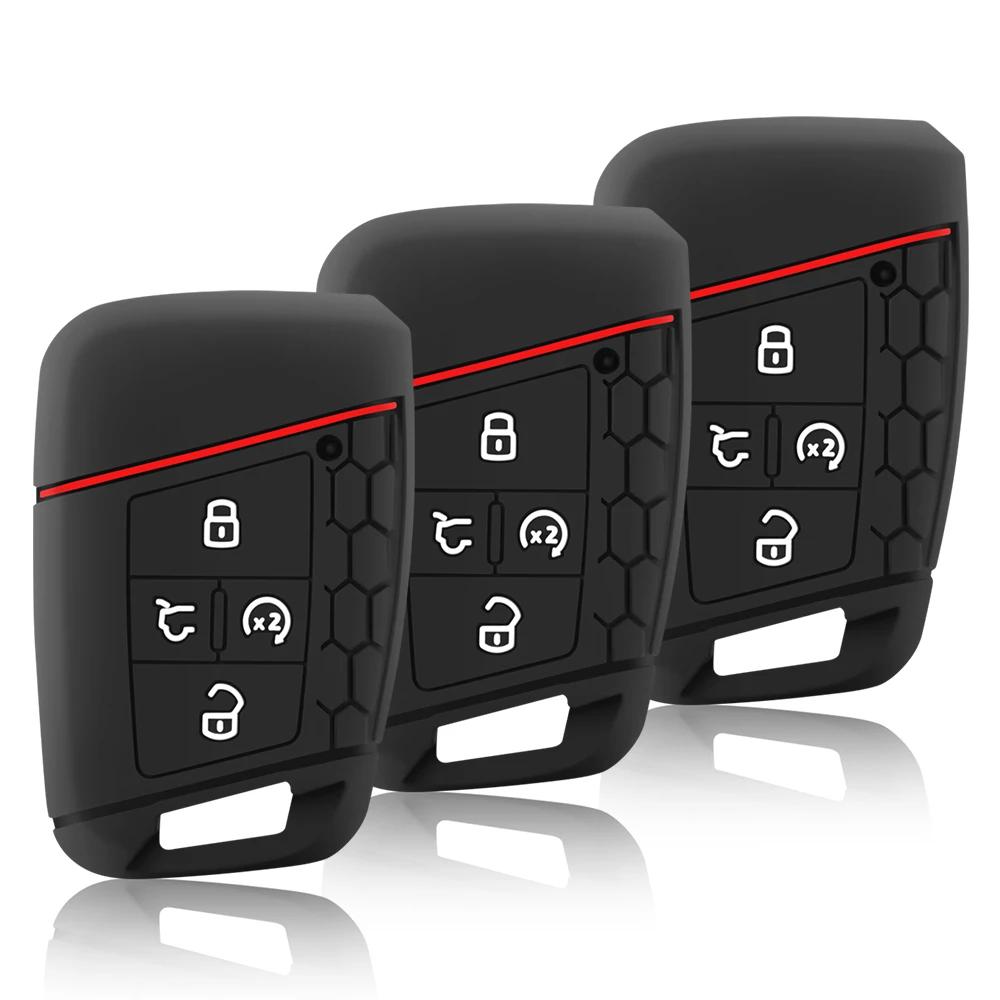 Силиконовый чехол для автомобильного ключа для VW 2018 Atlas Tiguan Golf 7 Magotan 4 кнопки, сменный держатель смарт-ключа без ключа