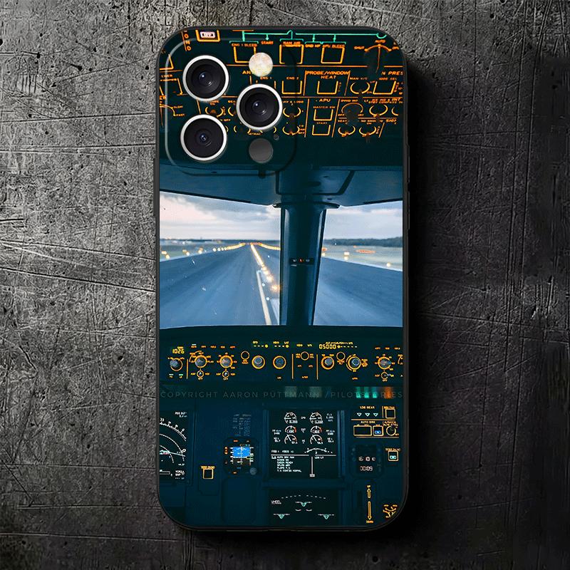 Авиация Самолет Пилот Кабина Мягкий Чехол для Телефона для iPhone 16 16E 17 Air 15 Pro Max 14 Plus 13 Mini 11 12 7 Черный Чехол Задняя Крышка Sh