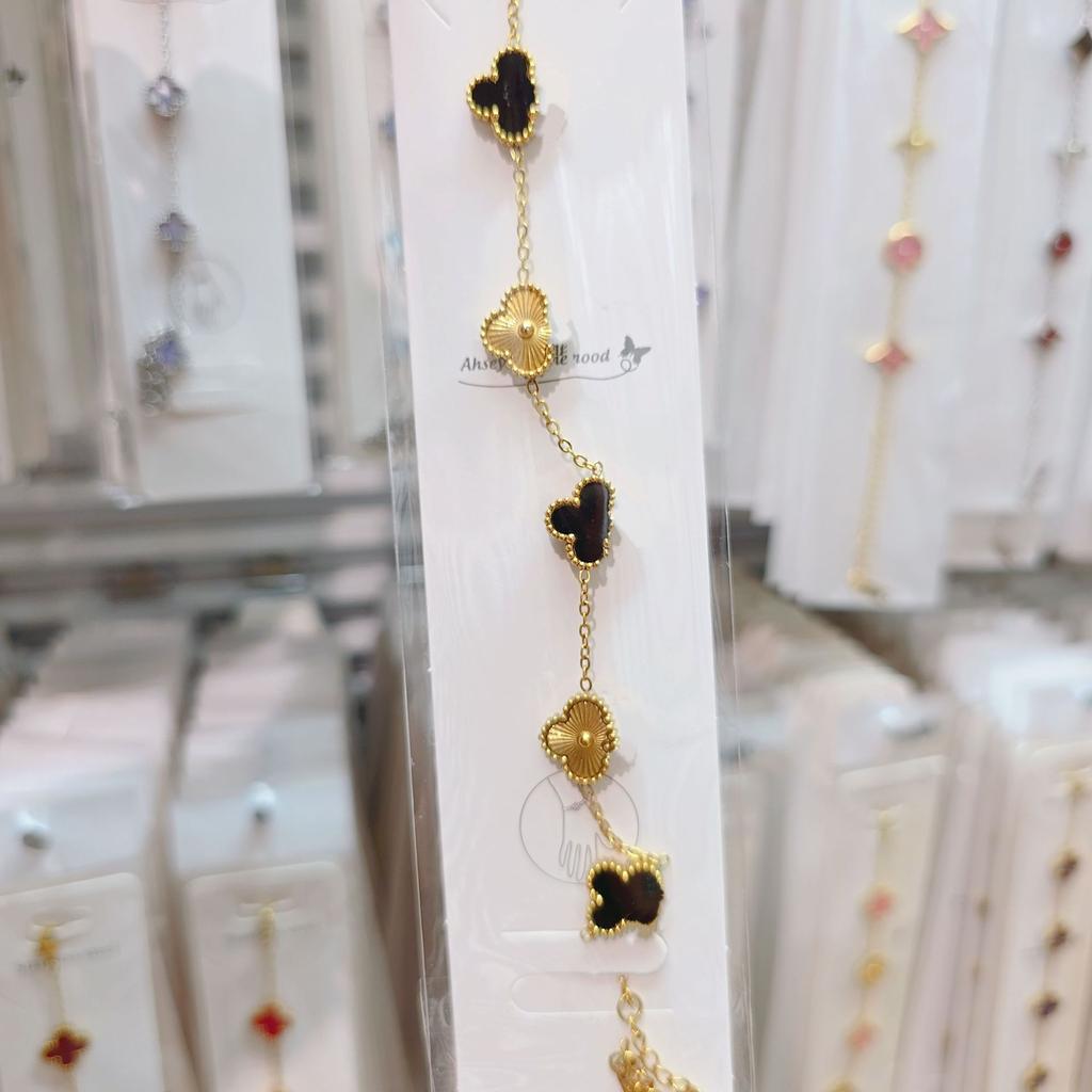 Двусторонний браслет «Пятицветник», «Четырехлистный клевер», титановая сталь, не выцветает, легкая роскошь, ювелирное изделие высокого класса