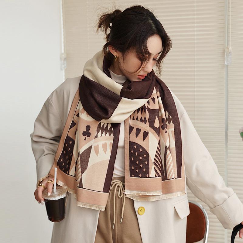 Summer Air-conditioned Room Shawl Autumn and Winter New Double-sided Cashmere Scarf for Women Korean Student Scarf Warm Scarf