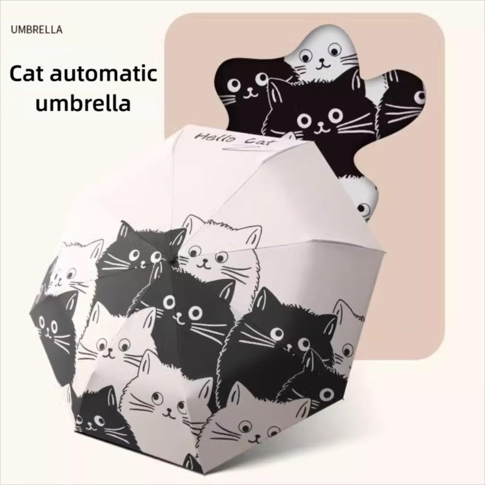Cartoon Cat Automatic Umbrella Rain or Shine Cat Sun Protection Umbrella  for Women