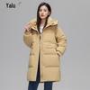 Yalu 2025 Зимняя женская пуховая куртка средней длины с капюшоном
