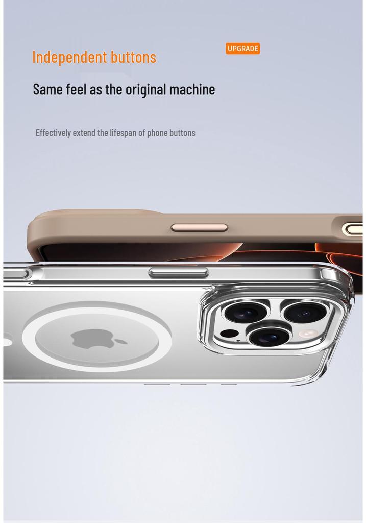 MagSafe Compatible Magnetic Clear Phone Case for iPhone 15/16 Pro Max, Skin-Like Design