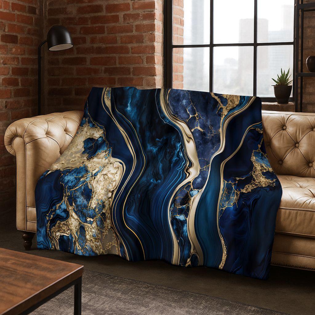 Dream Colorful Stone Texture Marble Black Green Gold Flannel Blanket,Cozy Soft Throw Blanket for Home Bedroom Bed Sofa Gift