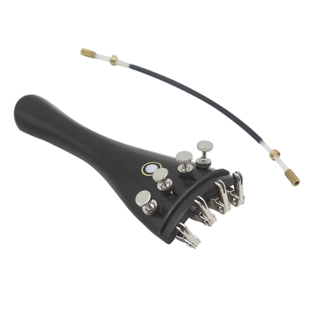 3 In 1 Ebony Tailpiece with Rope Fine Tuners Kits Set for 4/3 4/4 Violin Replacement Part