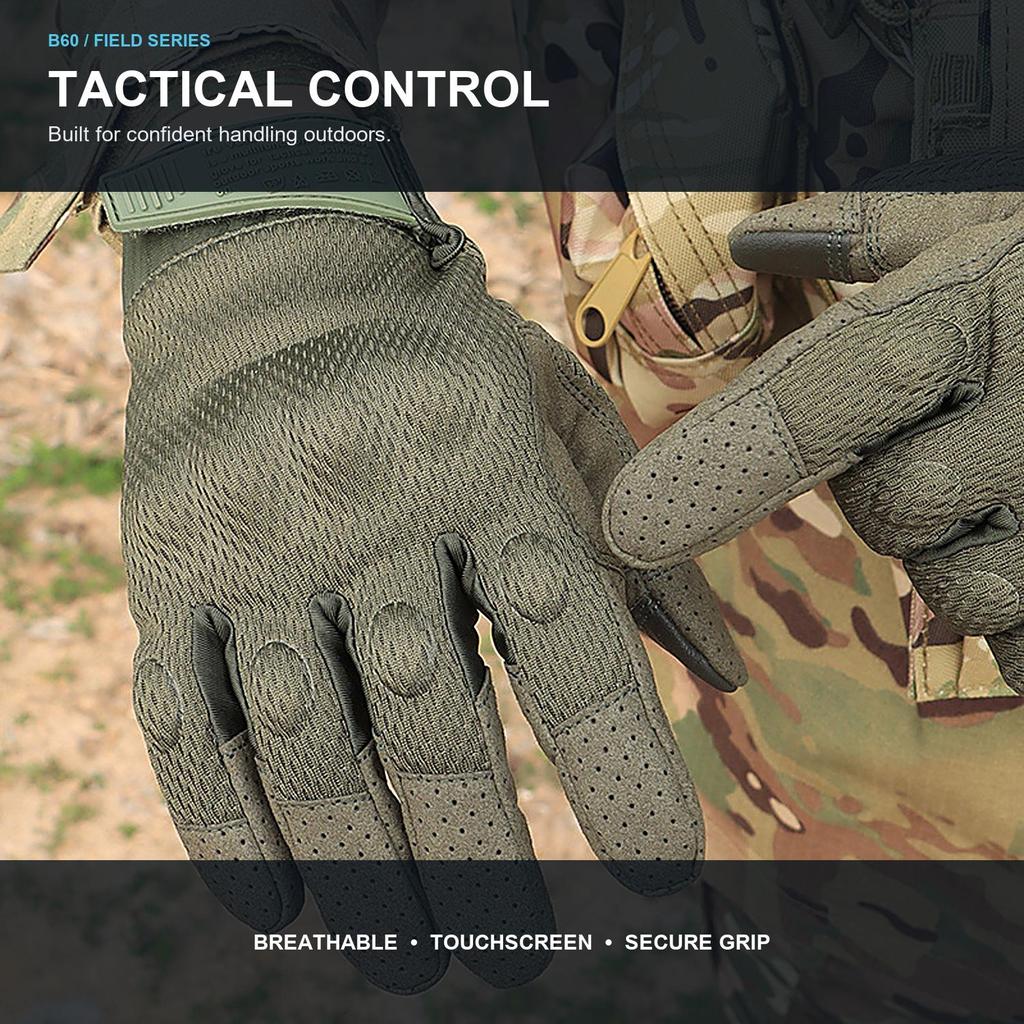 Men Tactical Gloves Full Finger Touch Screen Breathable Protective Gloves Anti‑Slip Wear‑Resistant for Motorcycle Cycling Outdoor Hunting Hiking