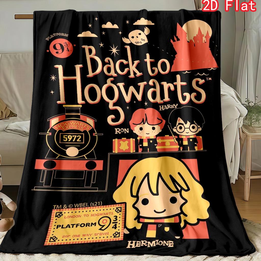 Back to Hogwarts Print Flannel Blanket, Soft Cozy Throw for Harry Potter Fans