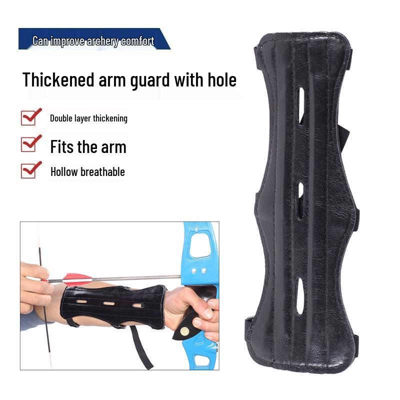 Thickened Archery Arm Guard with Ventilation Holes - Protects for Recurve Bow Hunting and Outdoor Shooting.