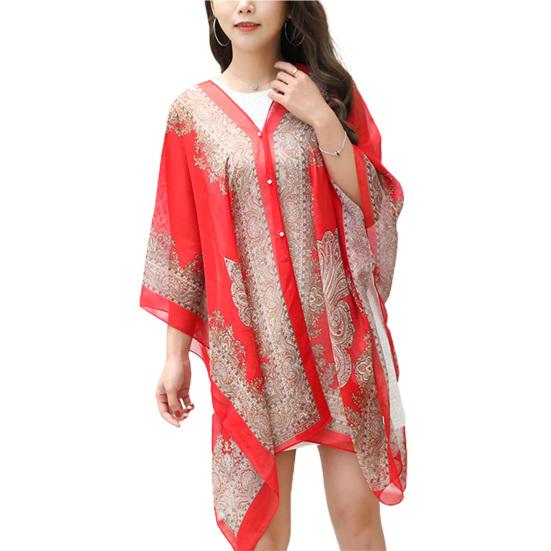 Women Shawl Cashew Print Beads Ladies Loose-fitting Sexy Cover Up for Vacation
