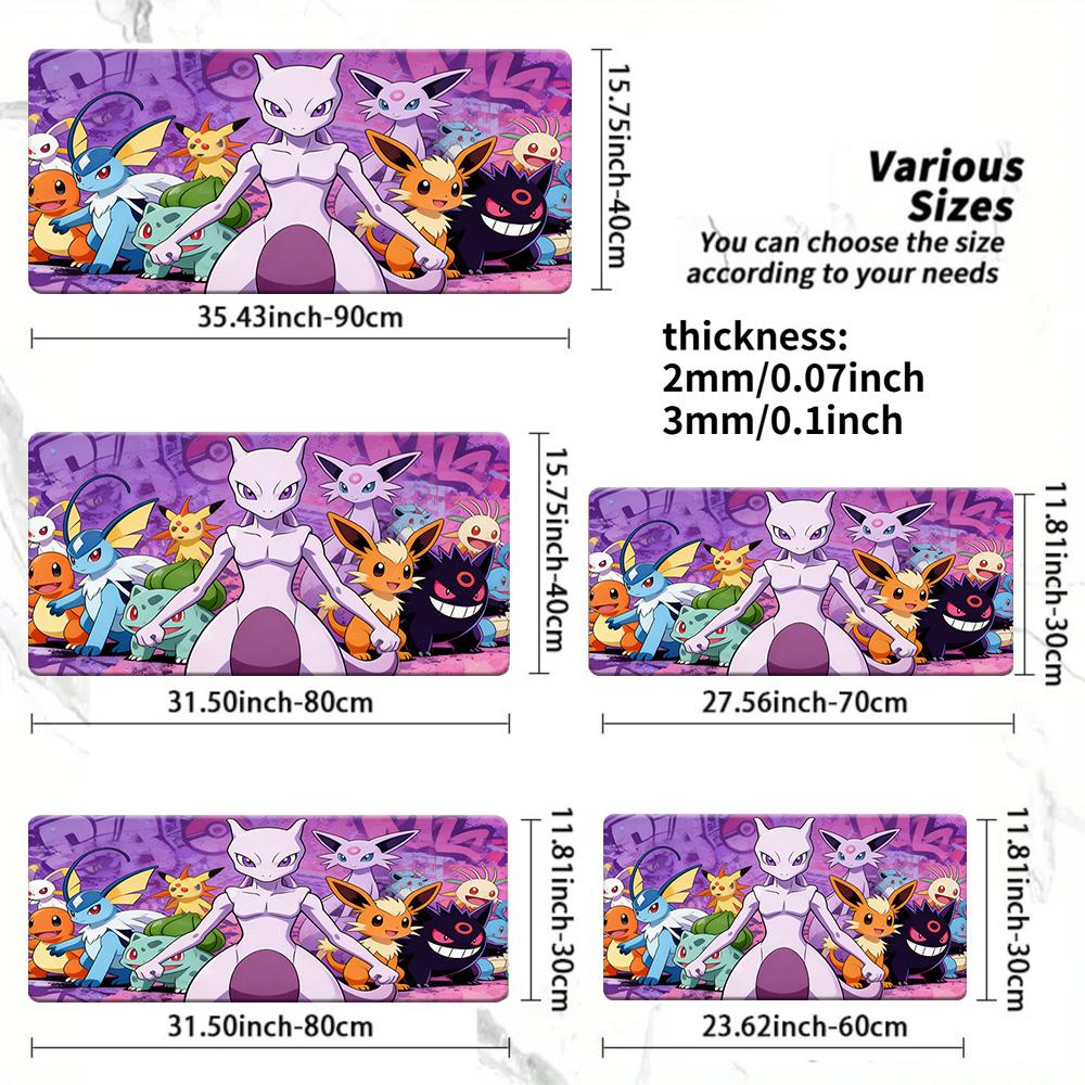 Ash Pikachu Vibrant Pop Art Gaming Desk Mat NonSlip Washable Mouse Pad
