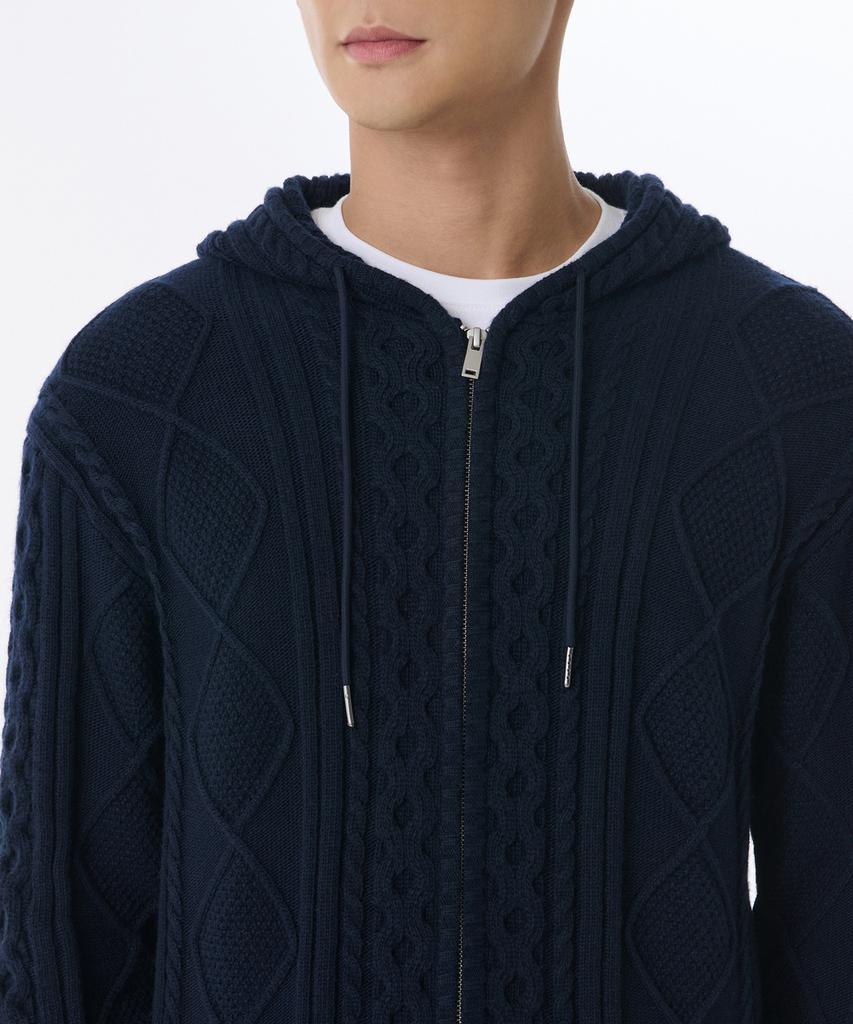 Musinsa Standard Aran Cable Knit Hooded Zip-Up [Navy]