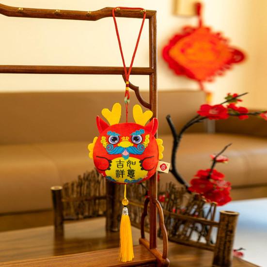 Китайский новогодний талисман дракона, мягкие плюшевые подвесные подвески, украшение года дракона для автомобиля, украшение для дома, весеннего фестиваля