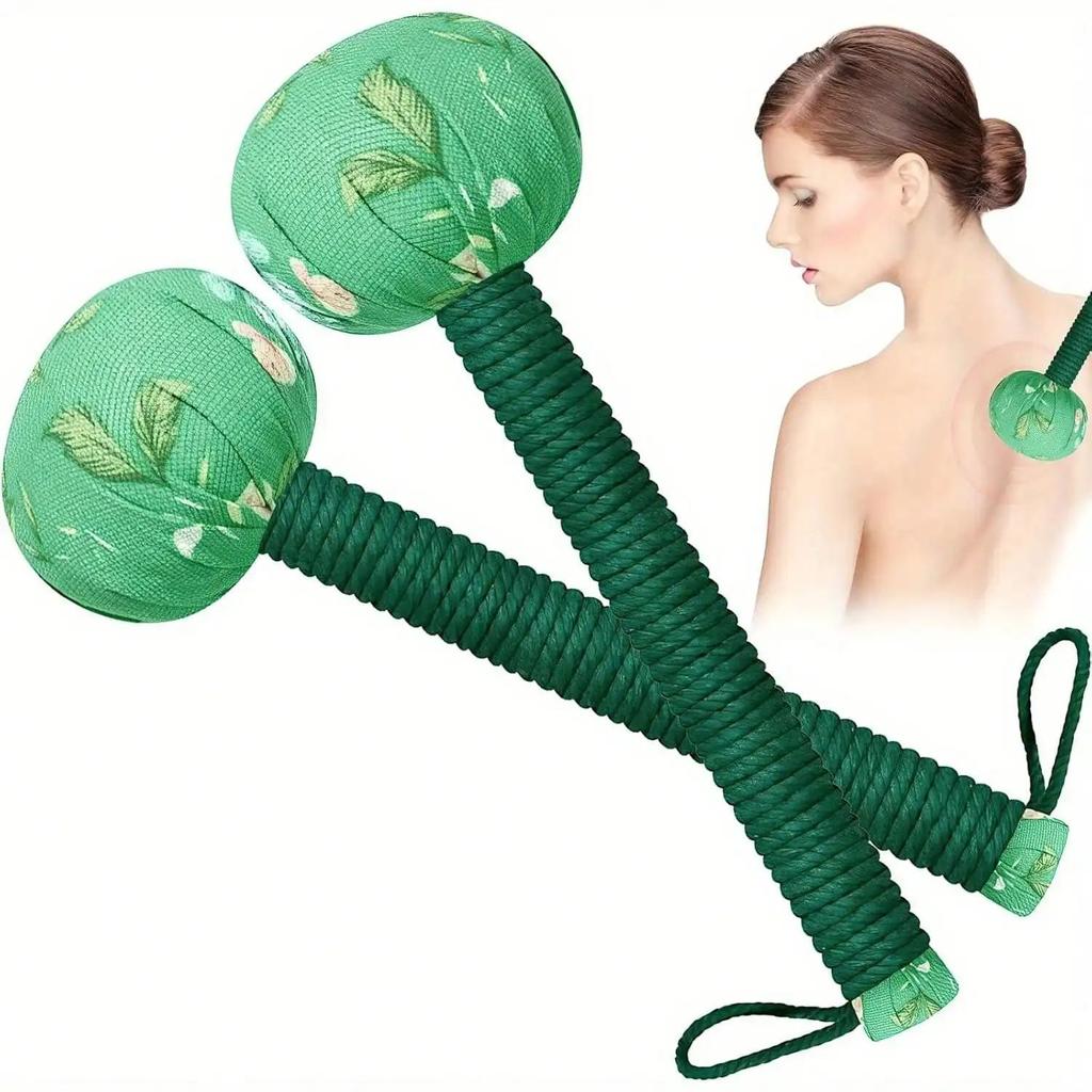 Long Handle Wormwood Massage Hammer - Manual Body Relaxation Tool for Muscle Relief & Wellness
