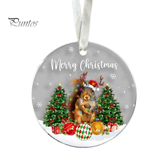 Рождественское украшение в виде животного, 2D, плоское акриловое украшение, мультяшная шапка Санты, подвесное украшение в виде животного для каминной полки рождественской елки