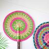 Colorful Striped Patterns Hand Braided Fan Bohemian Cattail Fan  School/Office