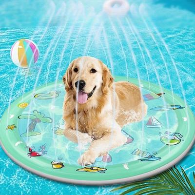100см уличный летний бассейн для домашних животных, надувной коврик с водяным разбрызгивателем для игр и охлаждения, уличный интерактивный игрушечный фонтан для собак