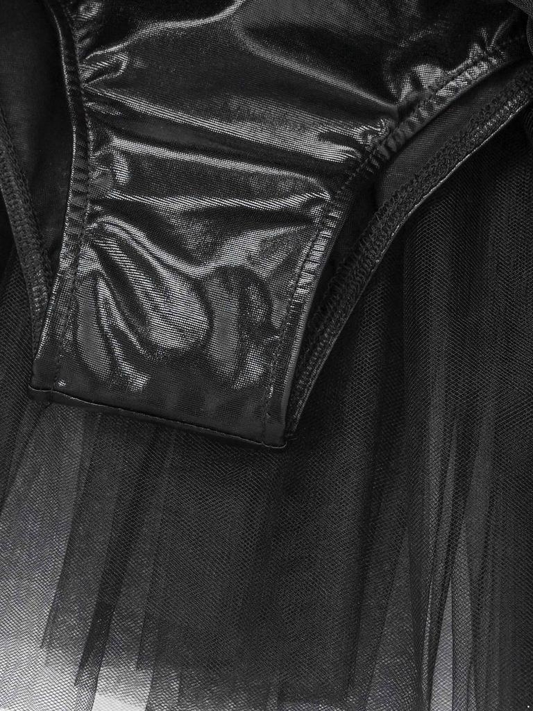 Kids Girls Carnival Party Circus Ringmaster Costume Long Sleeve Sequin Dress with Mini Top Hat Dancewear