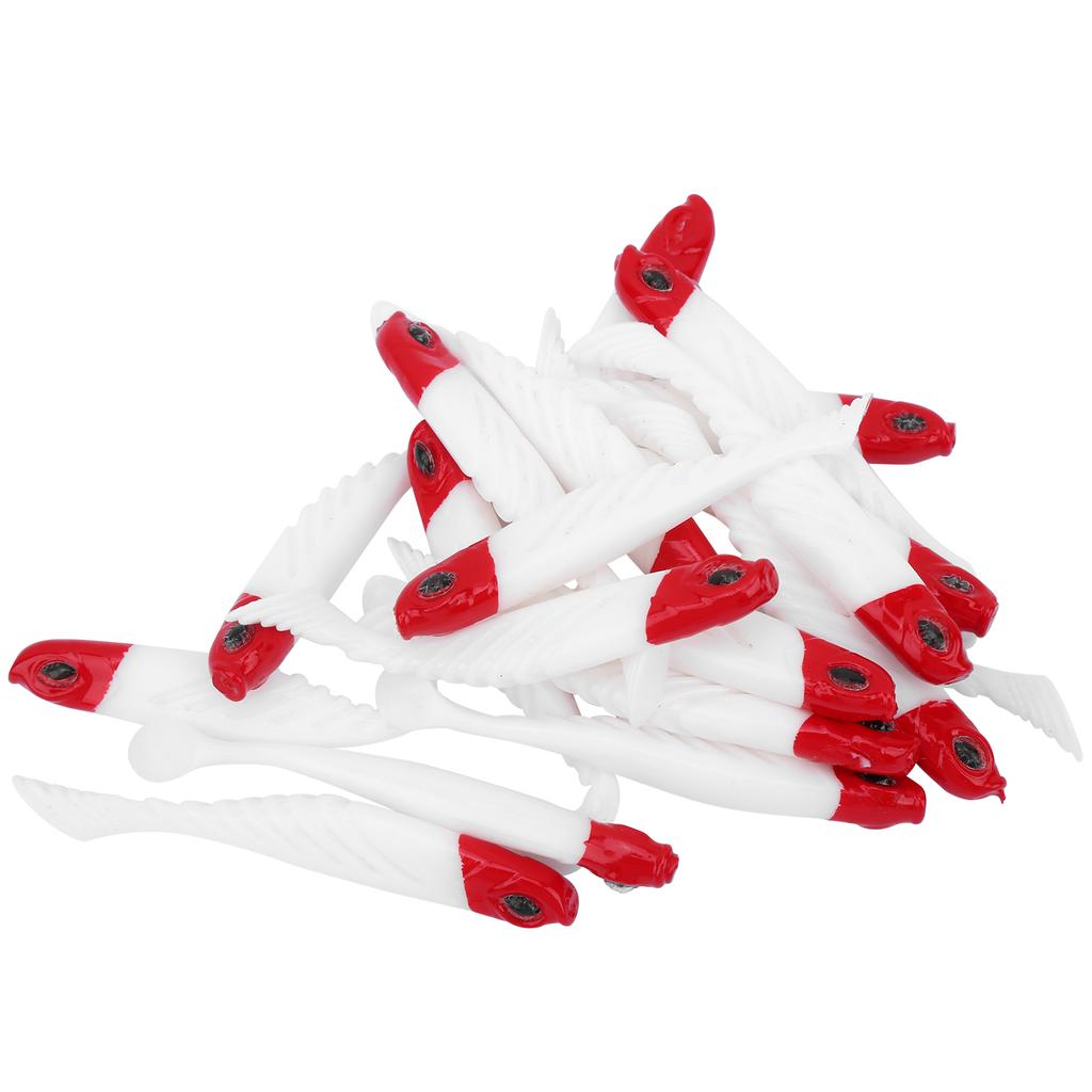 20pcs Soft Bait Worm 7cm Fishing Lures Artificial T Tail Silica Gel Bait for Fishing Blanc