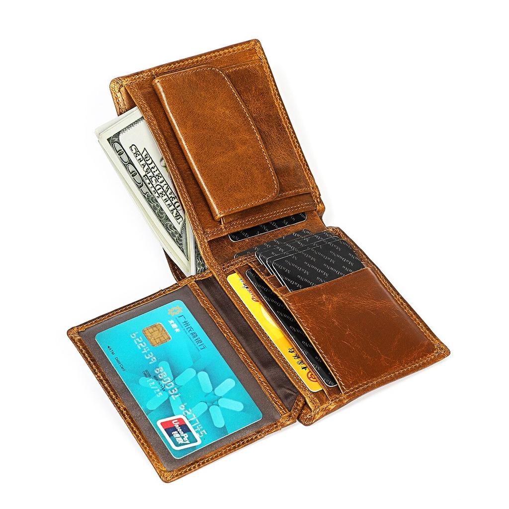 2021 классические мужские кошельки, винтажный кошелек из натуральной кожи, Rfid, противоугонный, короткий складной кошелек с визитницей, мужской кошелек