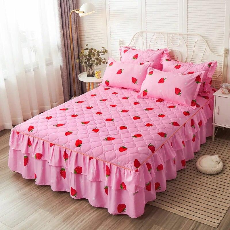 Роскошная удобная простыня из утолщенного хлопка, комплект юбки для кровати для королевы, королевского размера, стеганое покрывало, комплект домашнего текстиля