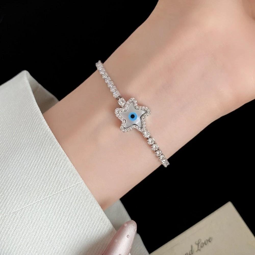 Star Round Devil's Eye Rhinestone Devil's Eye Bangle Banquet Clothes Jewelry Ladies Girls