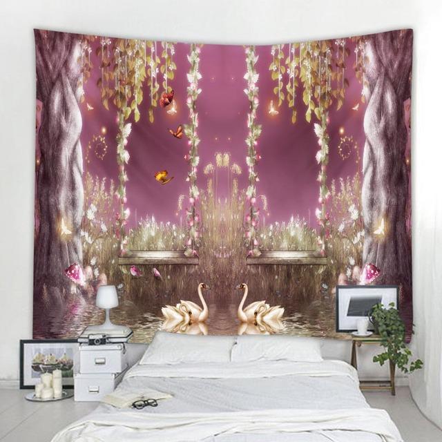 Космос мечты, большой гобелен, каваи, украшение для спальни, настенный розовый гобелен, хиппи, психоделическое богемное украшение комнаты