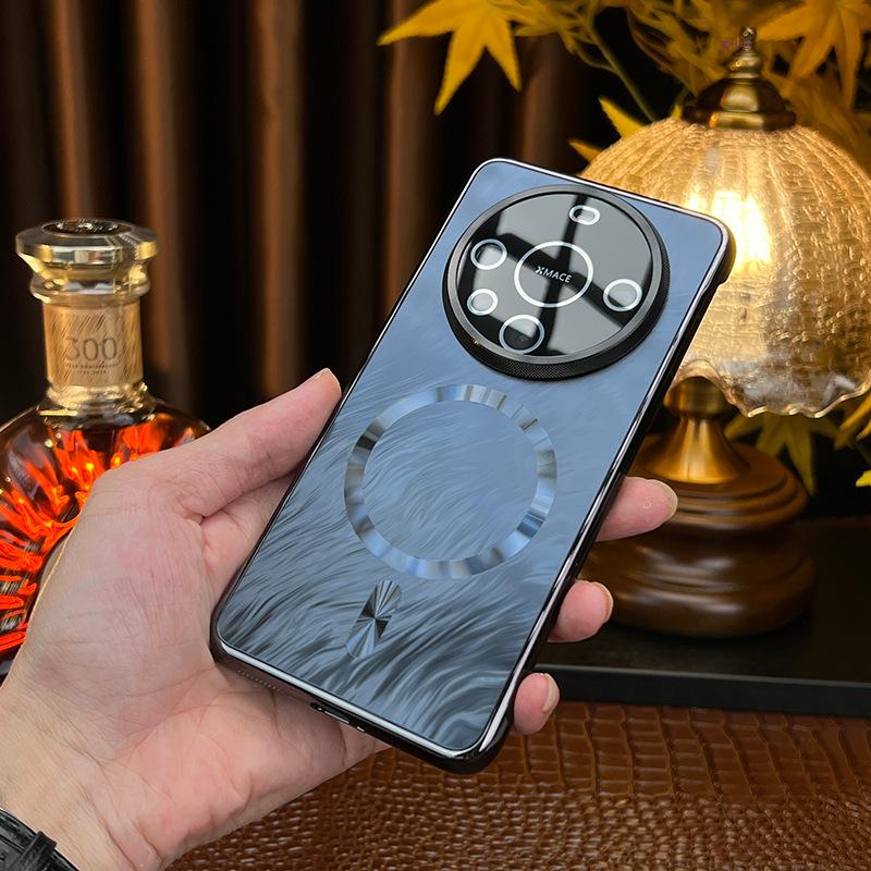 Применимо к чехлу для мобильного телефона Huawei mate70pro безрамочный узор из перьевой пряжи mate60pro магнитное всасывание противоударный селфи-чехол
