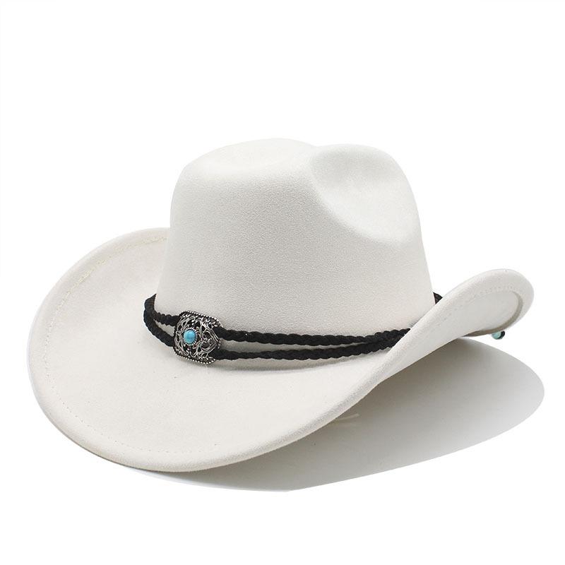 Suede Upturned Edge Western Cowboy Hat Men And Women Outdoor Travel Hat Rolled Brim Ethnic Style Top Hat Felt Hat