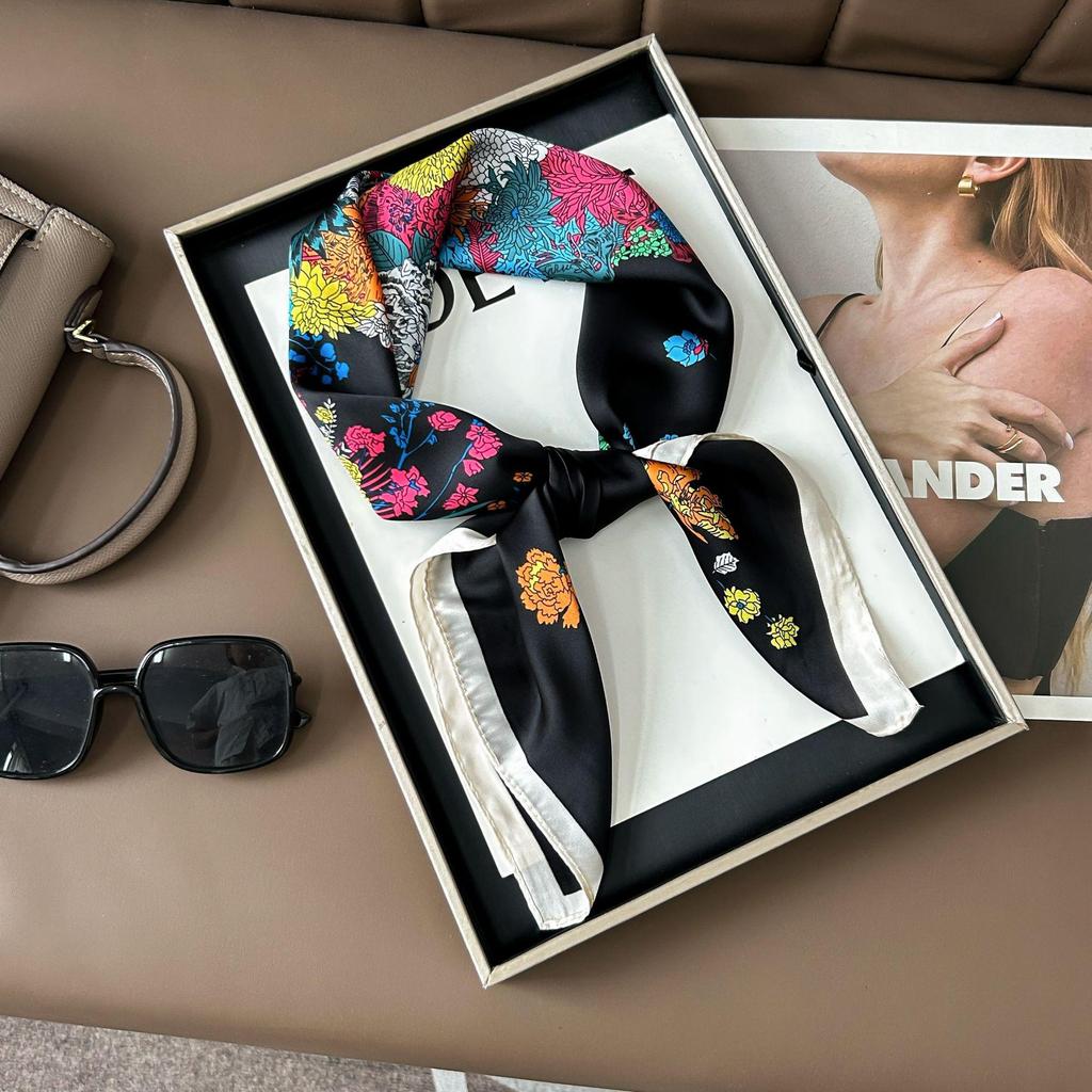 Шелковый шарф премиум-класса с принтом в корейском стиле - Универсальный модный аксессуар