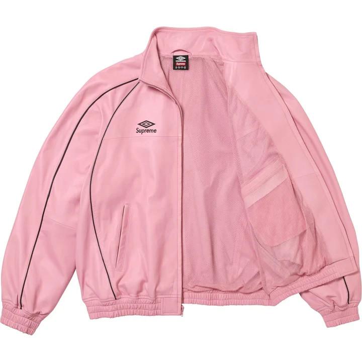 Supreme Umbro Розовая кожаная спортивная куртка