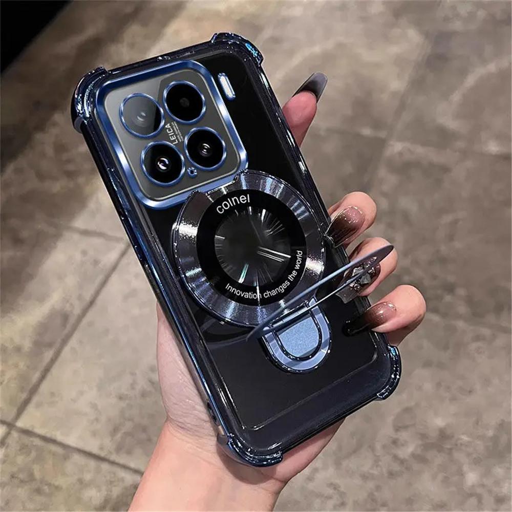 Для Xiaomi 15T Pro Чехол Противоударный Магнитный Кронштейн Чехол для телефона Для Mi 15 T 15T 14T 13T Pro Подставка Прозрачная Мягкая Силиконовая Крышка