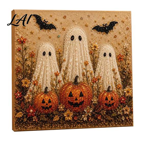 Dark Aesthetic Crafting Halloween Faux Pearl Art DIY Kit Spooky Cute 3D Beads Painting Crafts Diamond Kit for Adults Beginners Seasonal Wall