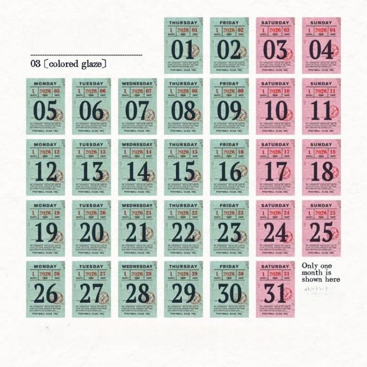 2026 Mini Desk Calendar Vintage Style Page Small Calendar 365 Days with Tear-Off Design Cute Cartoon Office Home Decor Gift