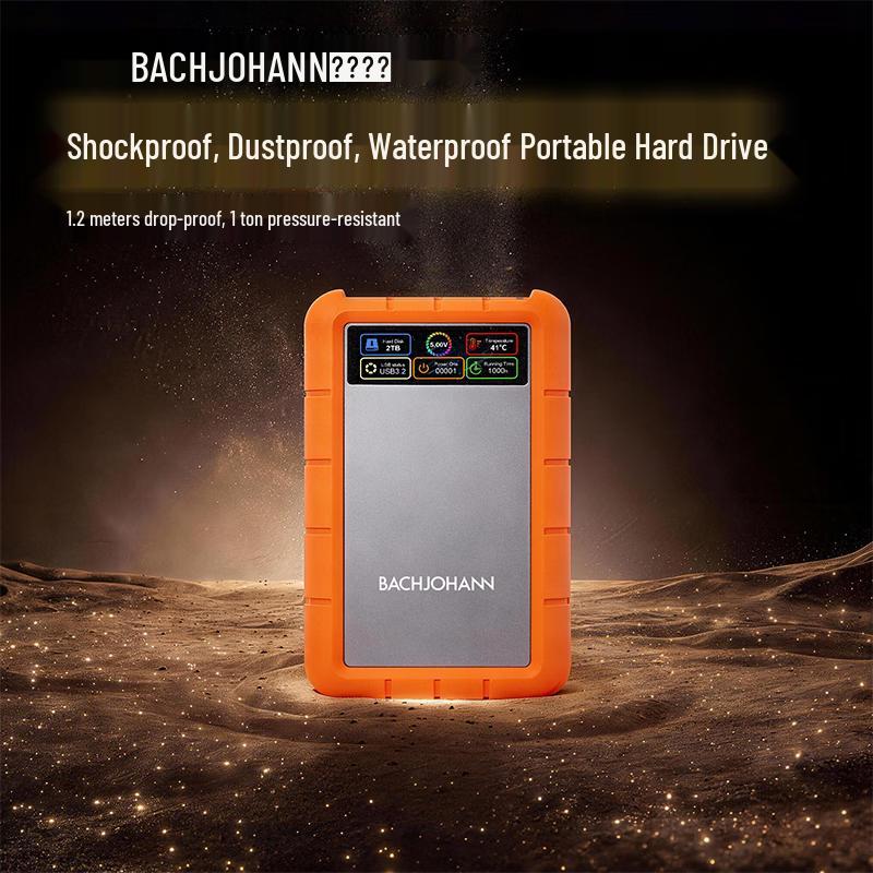 Прочный внешний жесткий диск Bach John с цифровым дисплеем, USB 3.2