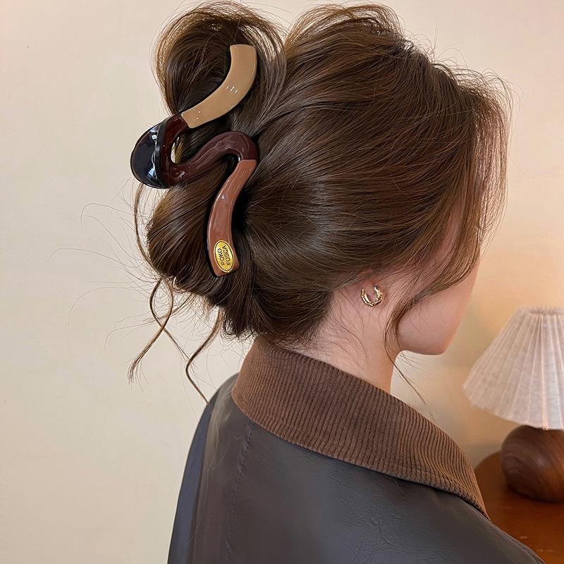 Корейская ретро большая заколка-краб для густых волос - Заколка-краб для волос высокого класса для прически пучок 2025