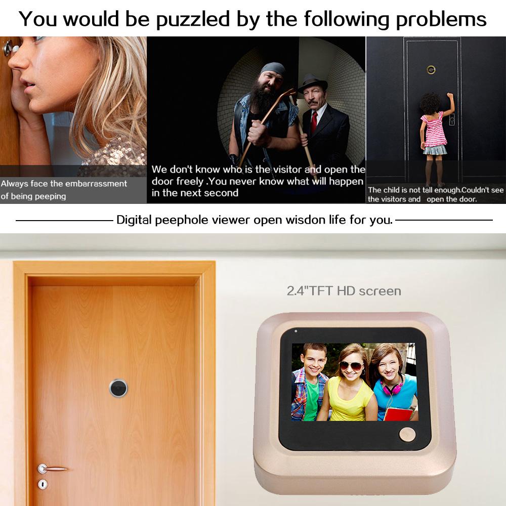 2,4-дюймовый видеодомофон 145-градусный глазок видеоглазок дверной звонок умный дом наружная камера монитор визуальный дверной звонок