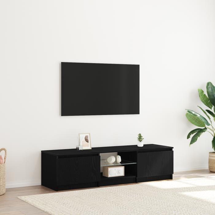 Meuble TV - vidaXL - Chêne noir - LED multicolores - 140x40x35,5 cm