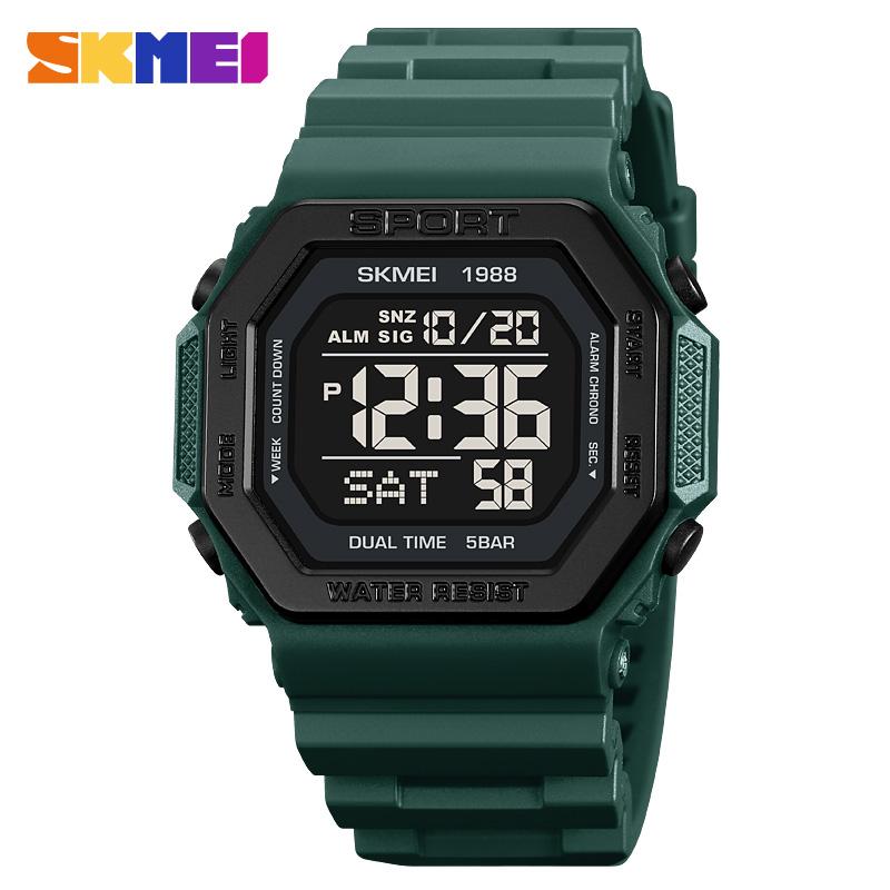 SKMEI 1988 New Men's Military Sports Watch Waterproof Multi functional LED Display Digital Men's Countdown Watch reloj hombre