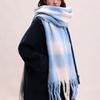 Mohair Winter Cashmere Scarves Tassel Long Shawl Neck Wrap Plaid Wool Scarf  Women/Men