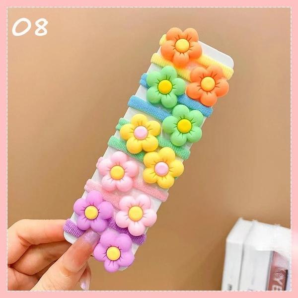 10pcs Children Cute High Elastic Headband Hair Accessories Little Girl Candy Color Trendy Hair Circle Headband