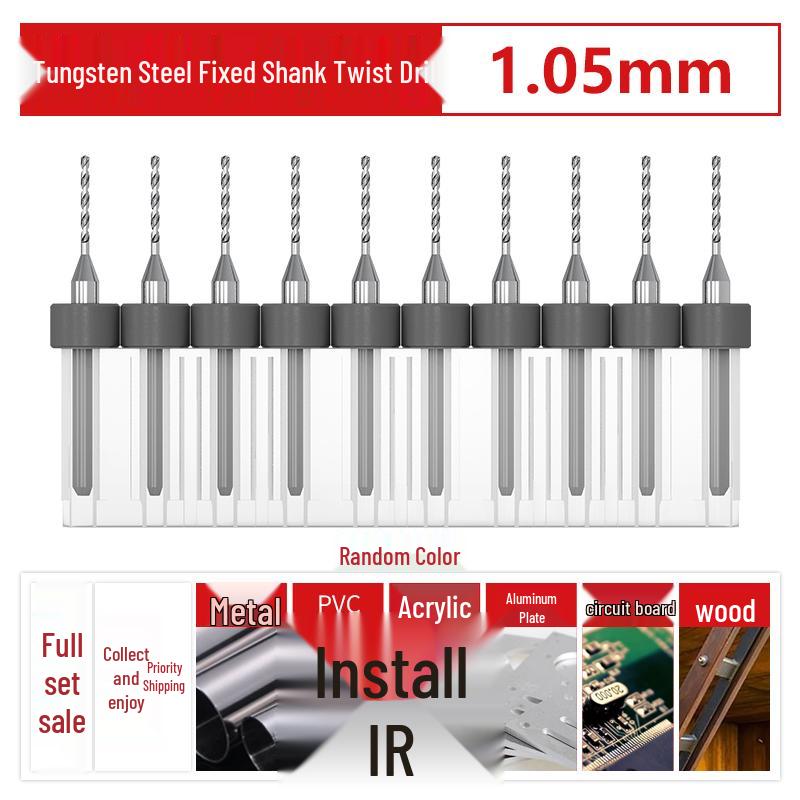 PCB Tungsten Steel Micro Twist Drill Set, 0.2-3.0mm, Fixed Shank