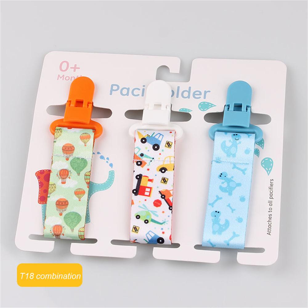 3Pcs/Pack Fixed Button Baby Pacifier Clips Chains Ribbon Dummy Soother Holder Chains Anti-drop Buckle Strap for Pacifier Baby Feeding Gift