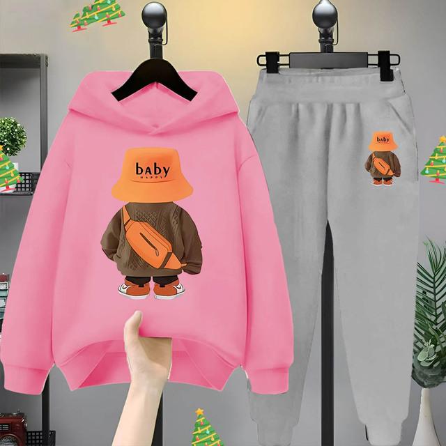 Оранжевая шапка рыбака Bear для мальчиков и девочек, детская толстовка с капюшоном и длинными рукавами, модный комплект детской одежды для отдыха на весну и осень