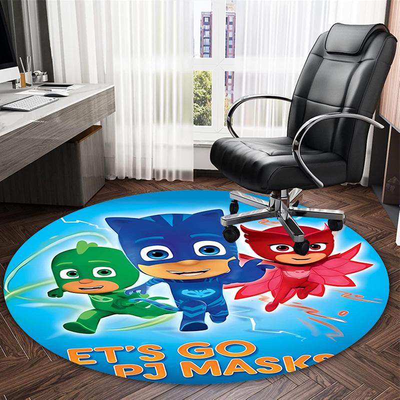 1pc PJ Marks1 Print Round Carpet Chair Round Carpet Suitable for Bedroom Living Room Home Decorative Carpet